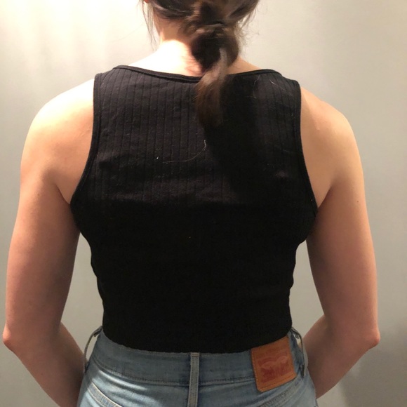 H&M Black T-Shirt, Scoop Back, Size 4 - Picture 2 of 3